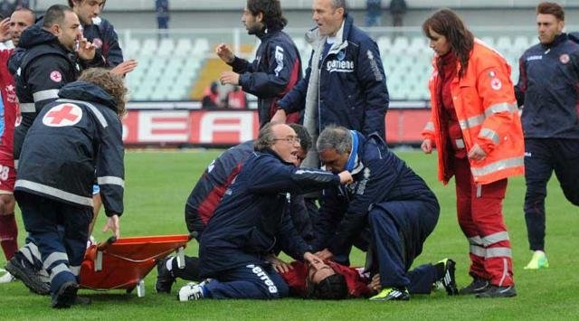 Piermario Morosini terkena serangan jantung. (gol.caracoltv.com)