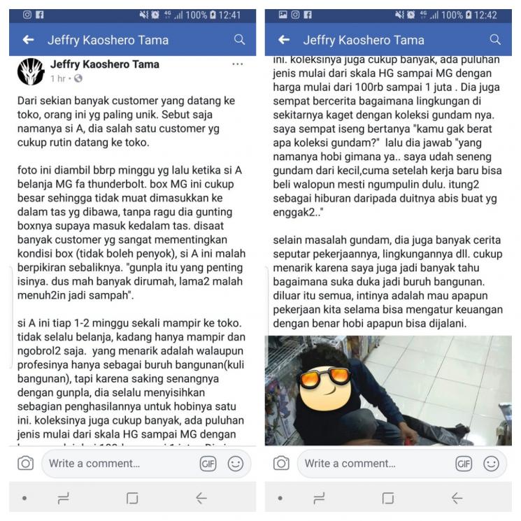 Kisah buruh bangunan sisihkan uang untuk beli gunpla. (twitter/@arsantoys)