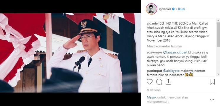 Daniel Mananta saat memerankan Ahok dalam film A Man Called Ahok. (Instagram/vjdaniel)