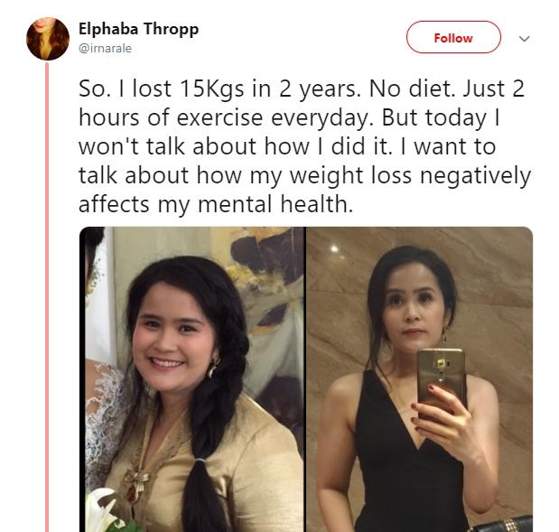 Kisah wanita diet yang pengaruhi kesehatan mental. (twitter/irnarale)