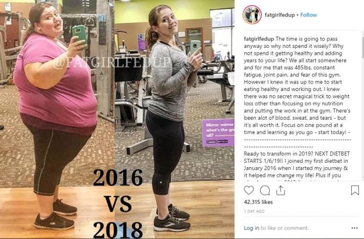 Perubahan Lexi dalam dua tahun terakhir. (Instagram/fatgirlfedup)