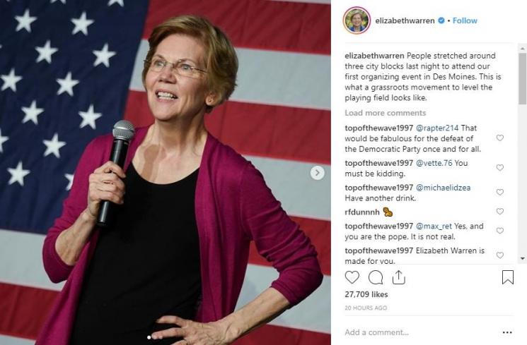 Elizabeth Warren. (Instagram/elizabethwarren)