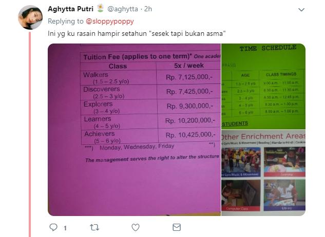 Biaya sekolah TK. (Twitter/aghytta)