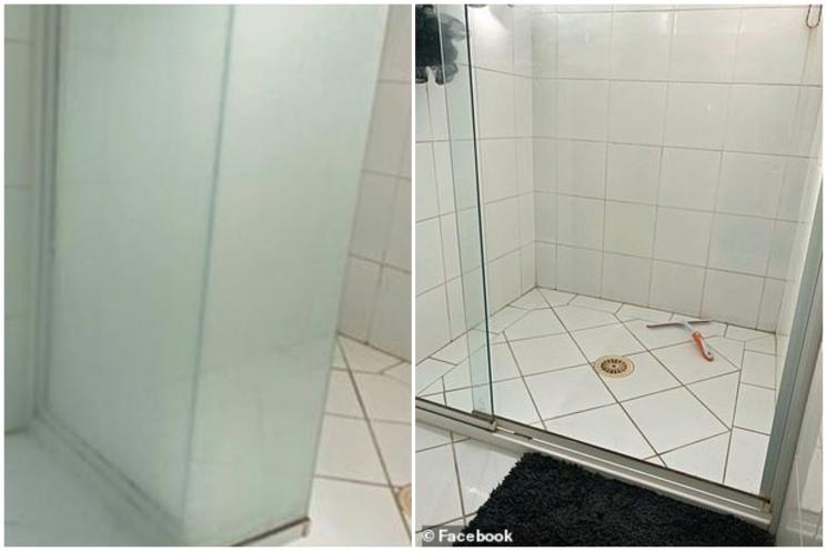 Kaca kamar mandi sebelum dan sesudah di bersihkan. (Facebook/Mums Who Clean)