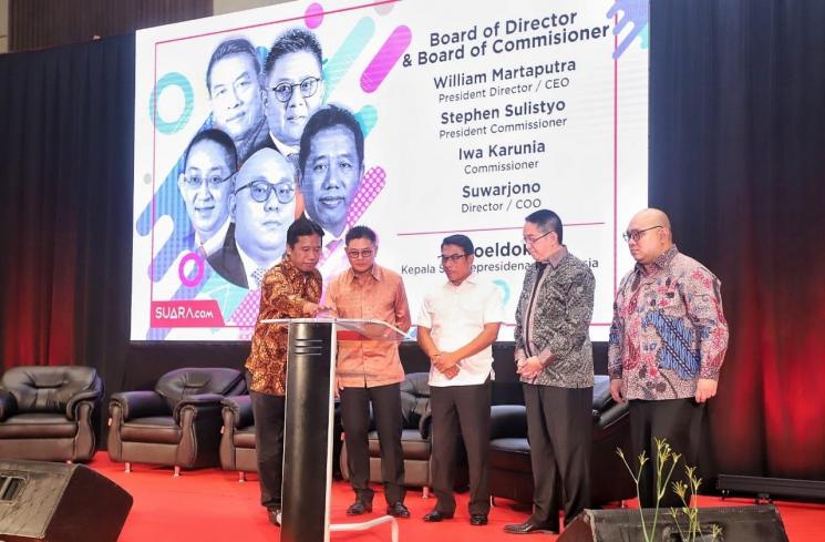 Talkshow Politik "Tanpa Hoax" dan peluncuran 5 Suara Regional di Golden Ballroom Hotel Sultan Jakarta, Jumat (29/3/2019). (suara.com)