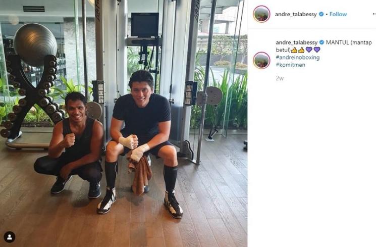 Rutinitas Reino Barack olahraga boxing bersama Andre Talabesy (Instagram/@andre_talabessy)