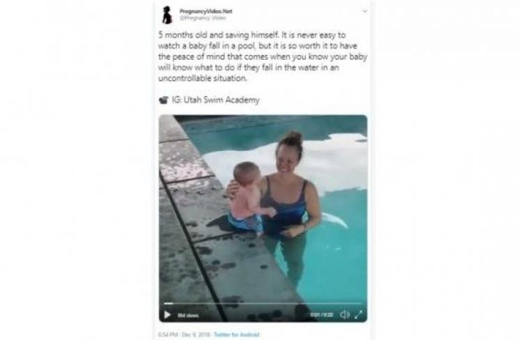 Video viral bayi diceburkan ke kolam renang. (Twitter/Pregnancy_Video.Net)