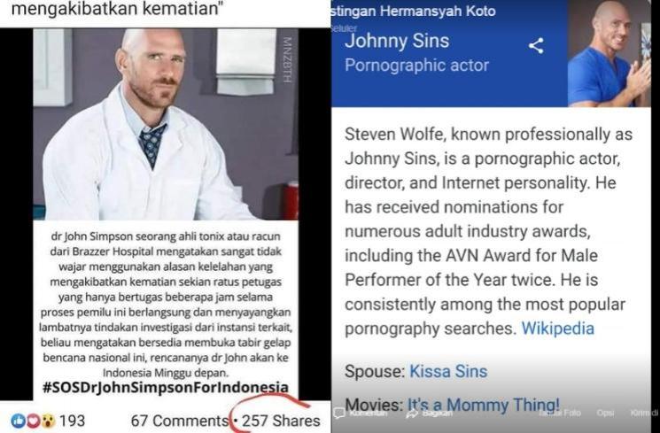 Aktor film dewasa dikira dokter sungguhan di unggahan hoaks - (Twitter)