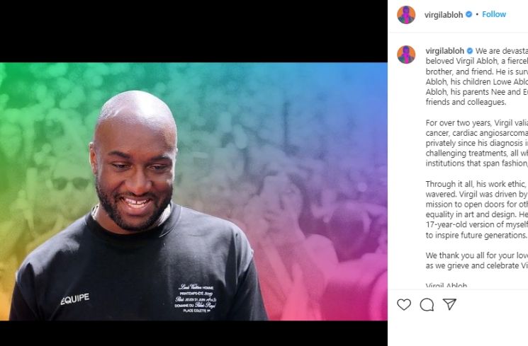 Virgil Abloh meninggal dunia. (Instagram/@virgilabloh)